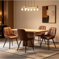 HAUSS SPOLE Eetkamerstoel - Set Van 4 - Comfortabel Met Gewatteerde Zitting En Armleuningen - Voor Eetkamer, Keuken En Thuiswerkplek - Kunstleer Metaal Bruin