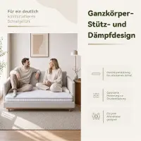 HAUSS SPOLE Matras 140x200x10 cm - 7-Zones Pocketveringmatras met Memoryschuim en H3 Hardheid - Drukverlagend en Ademend - Voor Slaapsofa en Opklapbed - Wit