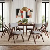 HAUSS SPOLE Eetkamerstoel - Set Van 6 - Klapbaar En Ruimtebesparend Met Comfortabele Bekleding - Voor Eetkamer Woonkamer En Café - Hout Grijs