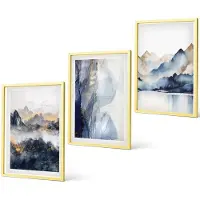 Coloray 3-Delige Schilderij Set - Kruidenkoffie Met Een Kopje, Keukenkruiden, Specerijen - 40 x 40 cm En 40 x 60 cm - Wanddecoratie - Moderne Interieurdecoratie - Interieur Decoratie