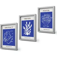 Coloray 4-Delige Schilderij Set - Stijlvolle blauwe posters van Henri Matisse - 20 x 30 cm - Stijlvolle Muurdecoratie - Kantoor - Interieur Decoratie