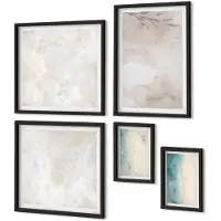 Coloray 5-Delige Schilderij Set - Subtiele Aquarelverftextuur - 50 x 50 cm, 20 x 30 cm En 40 x 60 cm - Decoratieve Schilderijen - Wanddecoratie - Hal - Muurdecoratie