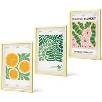 Coloray 4-Delige Schilderij Set - Posters met fruit- en plantmotieven in pastelkleuren - 40 x 60 cm - Moderne Wanddecoratie - Slaapkamer - Stijlvolle Muurdecoratie