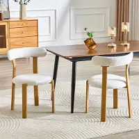 HAUSS SPOLE Eetkamerstoel - Bouclé Design - Enkelstoel - Gepolsterd Met Ergonomische Rugleuning En Houten Poten - Voor Eetkamer En Werkhoek - Wit