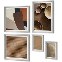 Coloray 5-Delige Schilderij Set - Warme Aquarelverf Op Canvas, Pasteltexturen - 20 x 30 cm - Muurdecoratie - Schilderijen Set - Woonkamer - Moderne Wanddecoratie