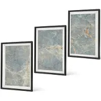 Coloray 4-Delige Schilderij Set - Decoratieve steenstructuur van groen geaderd marmer. - 40 x 60 cm - Muurdecoratie - Wanddecoratie - Slaapkamer - Moderne Wanddecoratie