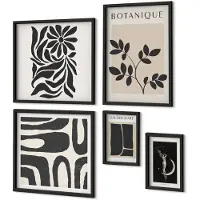 Coloray 4-Delige Schilderij Set - Moderne plantmotieven in een minimalistische stijl - 50 x 50 cm, 20 x 30 cm en 40 x 60 cm - Stijlvolle Muurdecoratie - Kantoor - Decoratieve Schilderijen