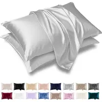 Famanu – Set van 4 satijnen kussenslopen van zijde, ultrasoft en hypoallergeen, met envelopsluiting voor haar en huid
