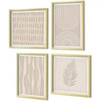 Coloray 4-Delige Schilderij Set - Patronen in beigetinten met plantmotieven - 40 x 40 cm en 40 x 60 cm - Stijlvolle Muurdecoratie - Slaapkamer - Wanddecoratie