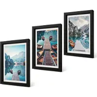 Coloray 4-Delige Schilderij Set - Een rustig meer met houten steigers en boten. - 20 x 30 cm - Wanddecoratie - Schilderijen Set - Interieur - Interieur Decoratie