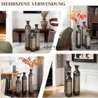 HAUSS SPOLE Vaas - 3 Delige Set Met Handgemaakte Vintage Afwerking - 51,8 62 En 72 cm - Metaal - Goudkleurig - Voor Droogbloemen Binnen