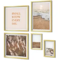 Coloray 5-Delige Schilderij Set - Kustlandschappen met inspirerende citaten over het leven - 50 x 50 cm, 20 x 30 cm en 40 x 60 cm - Muurdecoratie - Interieur Decoratie - Woonkamer Decoratie