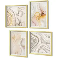 Coloray 4-Delige Schilderij Set - Abstracte warme patronen, elegante motieven - 40 x 40 cm en 40 x 60 cm - Decoratieve Muurdecoratie - Slaapkamer