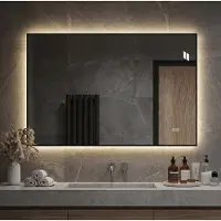 HAUSS SPOLE Spiegel – LED Achterverlichting En Anti Condens – 50 x 70 cm – Glas En Aluminium – Zilver – Wandspiegel Voor Badkamer
