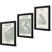Coloray 4-Delige Schilderij Set - Abstracte figuren van Henri Matisse in ingetogen kleuren. - 20 x 30 cm - Moderne Wanddecoratie - Woonkamer