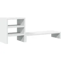 vidaXL Monitorstandaard met bureau-organizer bewerkt hout wit