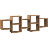 vidaXL Wandschap 129x18x42 cm bewerkt hout artisanaal eikenkleurig
