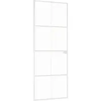 vidaXL Binnendeur 76x201,5 cm gehard glas en aluminium smal wit
