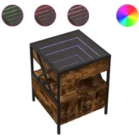 vidaXL Nachtkastje met Infinity LED 40x40x51 cm gerookt eikenkleurig