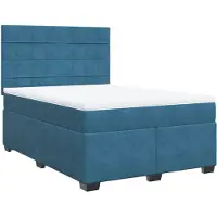 vidaXL Boxspring met matras fluweel blauw 140x190 cm