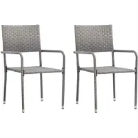 vidaXL Tuin-eetstoelen, 2 stuks, stapelbaar, grijs, polyrotan