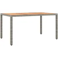 vidaXL Tuintafel met houten blad poly ratten en acaciahout grijs