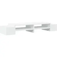 vidaXL Monitorstandaard met opbergruimte 100x27x15 cm bewerkt hout wit