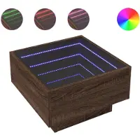 vidaXL Salontafel met LED 50x50x30 cm bewerkt hout bruin eikenkleurig
