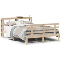 vidaXL Bedframe met hoofdbord massief grenenhout wit 140x200 cm