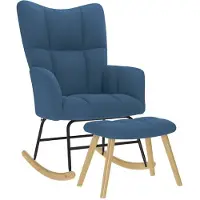 vidaXL Schommelstoel met voetenbank stof blauw