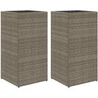 vidaXL Plantenbakken 2 st 40x40x80 cm poly rattan grijs