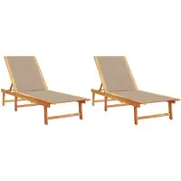 vidaXL Ligbedden 2 st massief acaciahout en textileen taupe