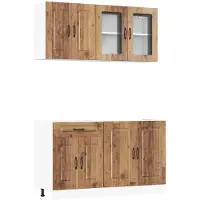 vidaXL 4-delige Keukenkastenset Kalmar bewerkt hout oud houtkleurig