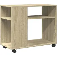 vidaXL Bijzettafel met wieltjes 70x35x60 cm hout sonoma eikenkleurig