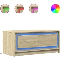 vidaXL Salontafel met LED-verlichting bewerkt hout sonoma eikenkleurig