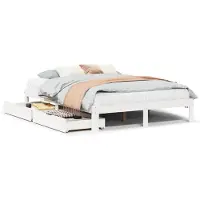vidaXL Bedframe met lades massief grenenhout wit 120x190 cm