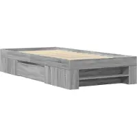 vidaXL Bedframe bewerkt hout grijs sonoma eikenkleurig 75x190 cm