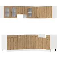 vidaXL 11-delige Keukenkastenset Lyon bewerkt hout artisanaal eiken