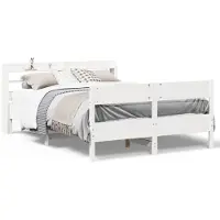 vidaXL Bedframe zonder matras massief grenenhout wit 150x200 cm
