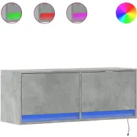 vidaXL Tv-wandmeubel met LED-verlichting 100x31x35 cm betongrijs