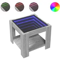 vidaXL Salontafel met LED 53x53x45 cm bewerkt hout grijs sonoma eiken