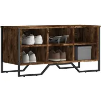 vidaXL Schoenenkast 90x38x45,5 cm bewerkt hout gerookt eikenkleurig