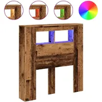 vidaXL Hoofdeinde met LED 100x18,5x103,5 cm bewerkt hout oud hout