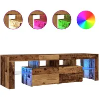 vidaXL Tv-meubel met LED 140x36,5x40 cm bewerkt hout oud hout