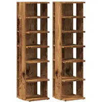 vidaXL Schoenenkasten 2 st 28x27x102 cm bewerkt hout oud houtkleurig