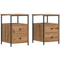 vidaXL Nachtkastjes 2 st 34x35,5x50 cm bewerkt hout artisanaal eiken