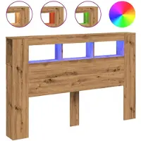 vidaXL Hoofdeinde met LED 160x18,5x103,5 cm hout artisanaal eikenkleur