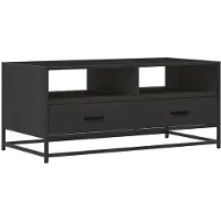 vidaXL Salontafel 100x50x45 cm bewerkt hout en metaal zwart