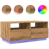 vidaXL Salontafel met LED-verlichting 90x49x40 cm artisan eikenkleurig