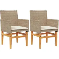 vidaXL Tuinstoelen met kussens, 2 stuks. Beige, van polyrotan, met massief houten frame